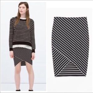 NWOT ZARA Stripe BodyCon Skirt Sz Large